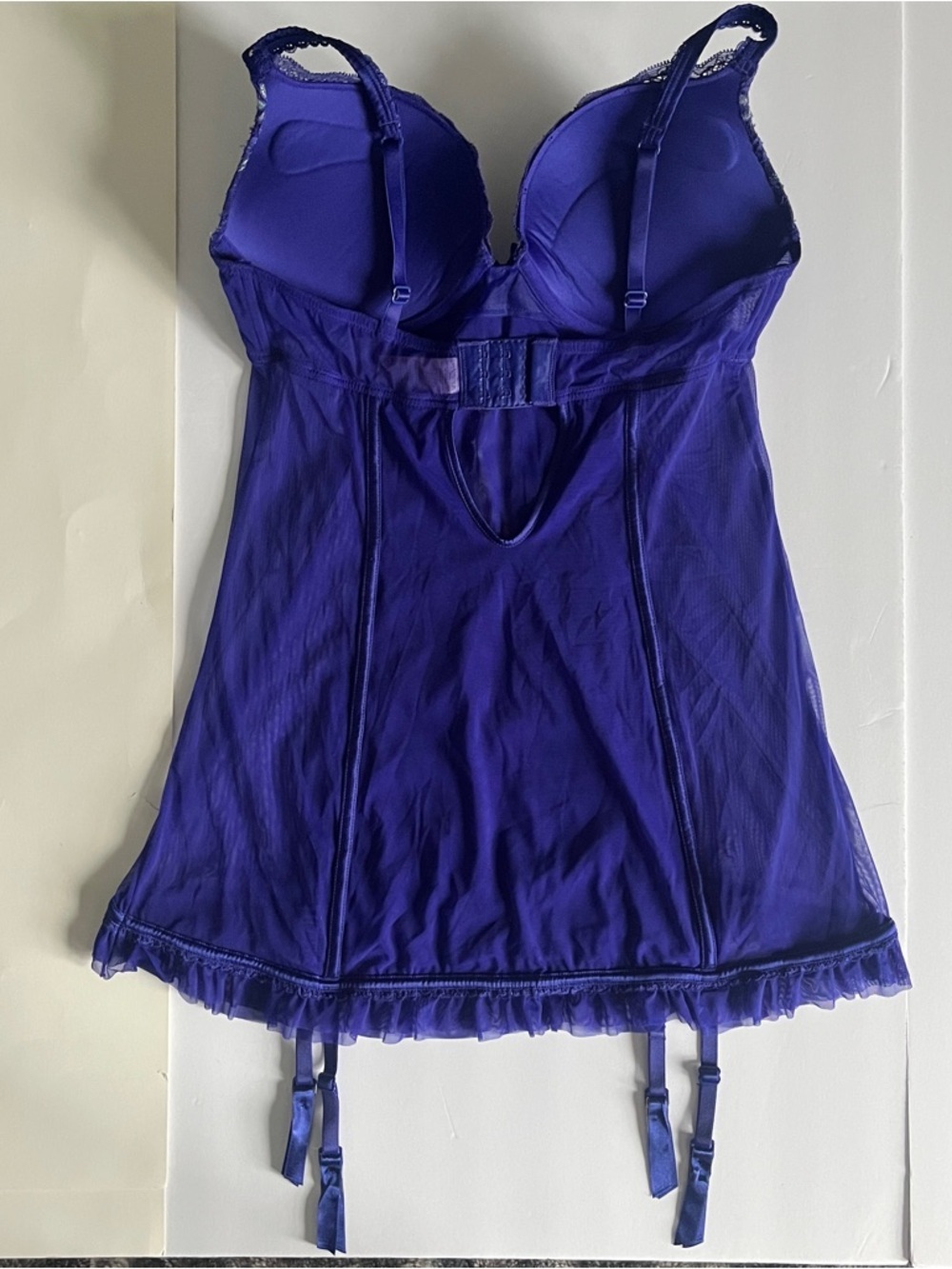 La SENZA Black Strappy Teddy / Blue Chemise / Black Lace Corset Size Medium Lot - Picture 9 of 16